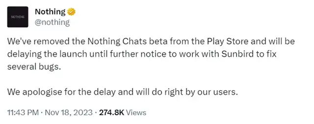Privacy Concerns Lead to Removal of Nothing Chat App from Google Play Store