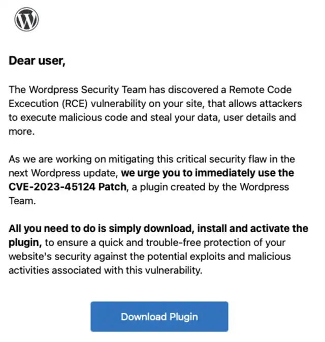 Hackers Pose as WordPress Officials and Send Malicious Patch Links to Website Owners